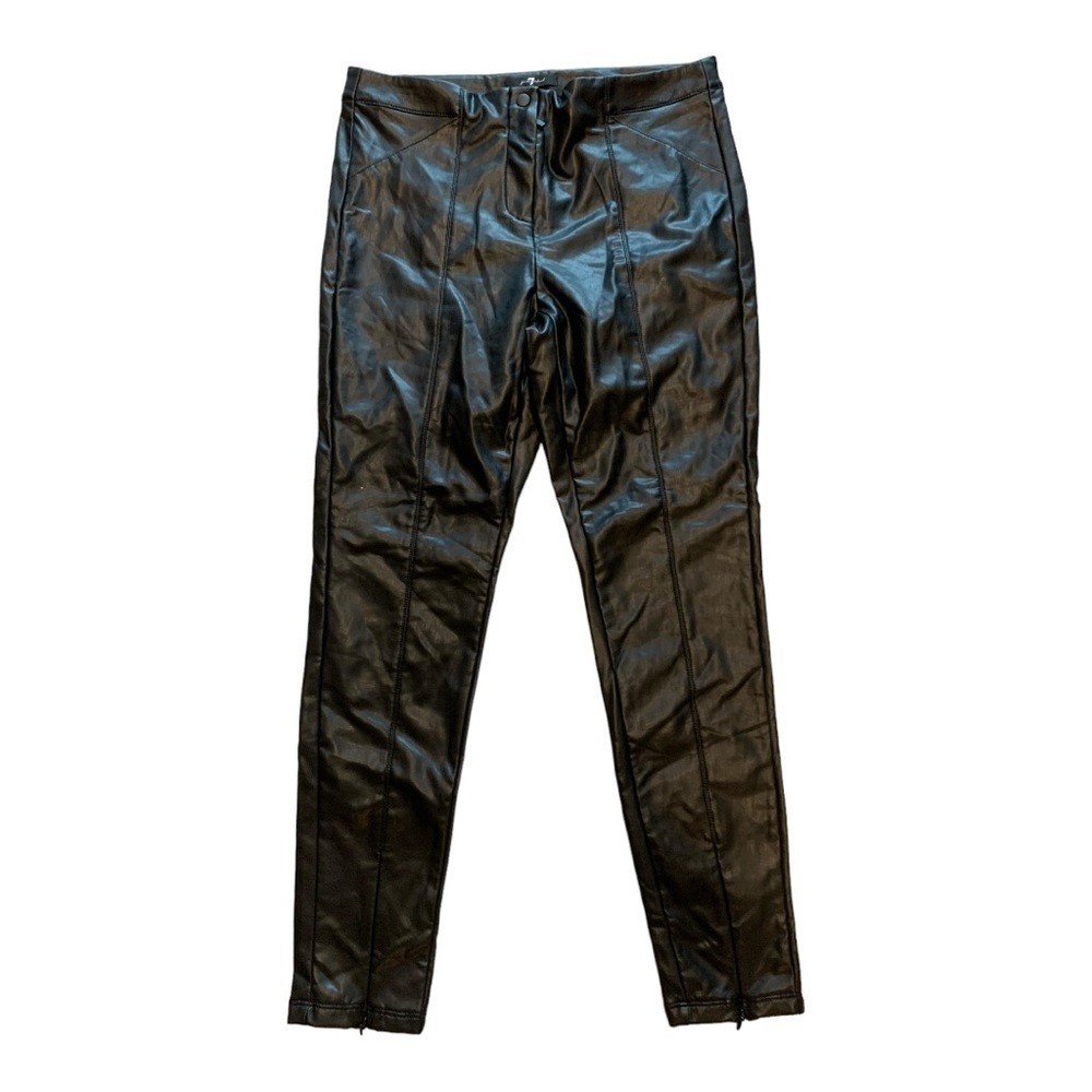 7 For All Mankind Black Faux Vegan Leather Slim Leg Pants Large